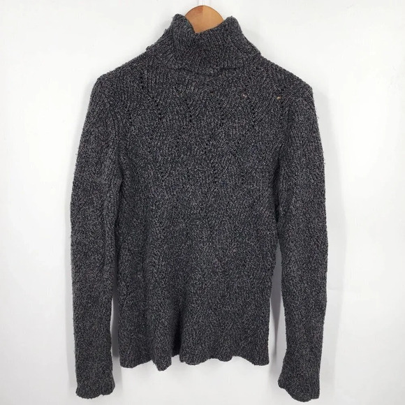 Sundance‎ Women's Rib Knit Heather Cotton Silk Blend Turtle Neck Sweater Size M - Picture 1 of 11